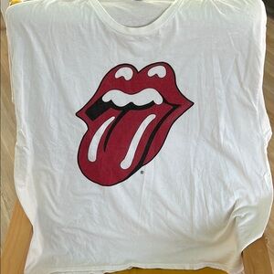 White T-Shirt with Red Tongue Graphic 3/$35